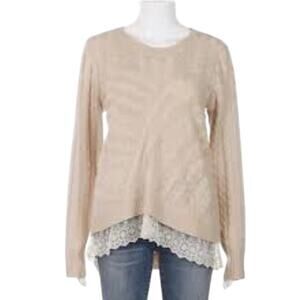 Monteau Cable Knit Sweater w/ Lace Detail Sz Small